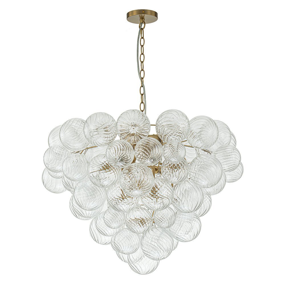 (OpenBox) Glam Brass Cluster Ribbed Glass Globe Bubble Chandelier