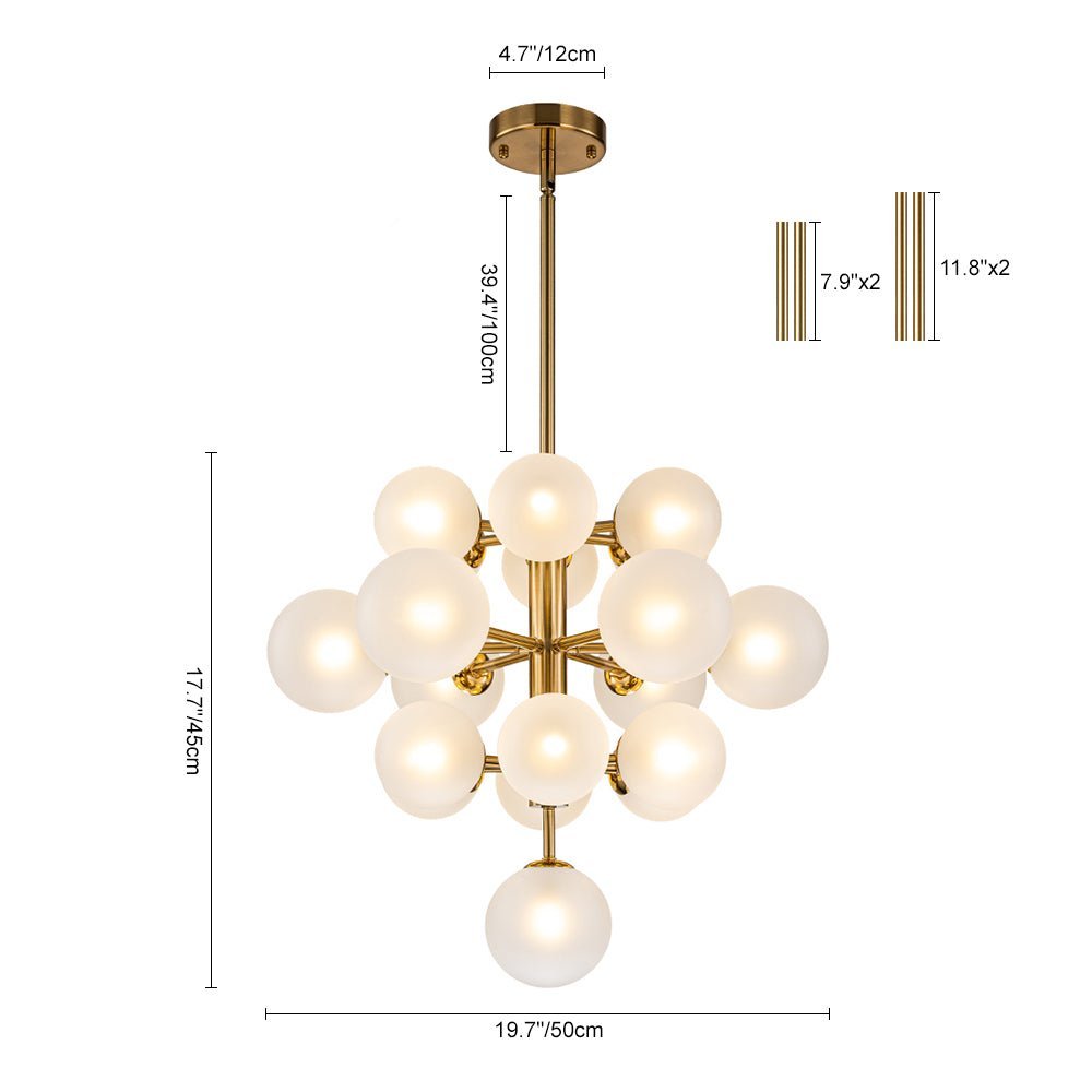 (OpenBox) Mid-Century Frosted Glass Bubble Tiered Sputnik Chandelier