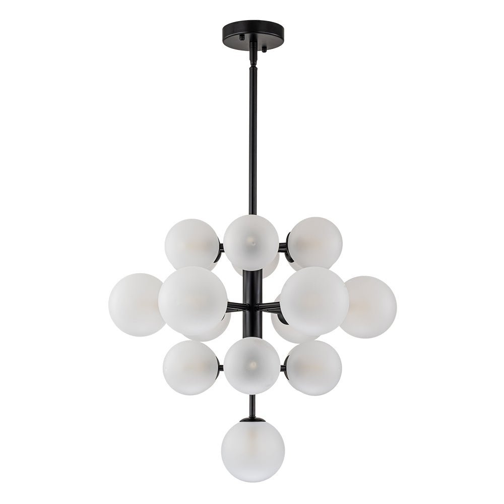 (OpenBox) Mid-Century Frosted Glass Bubble Tiered Sputnik Chandelier