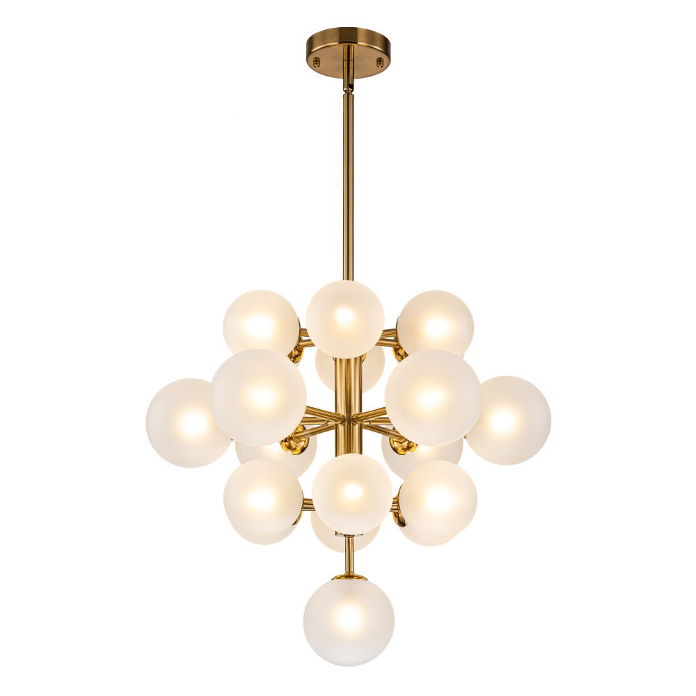 (OpenBox) Mid-Century Frosted Glass Bubble Tiered Sputnik Chandelier
