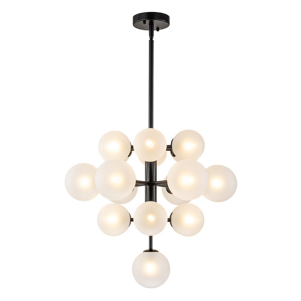 (OpenBox) Mid-Century Frosted Glass Bubble Tiered Sputnik Chandelier
