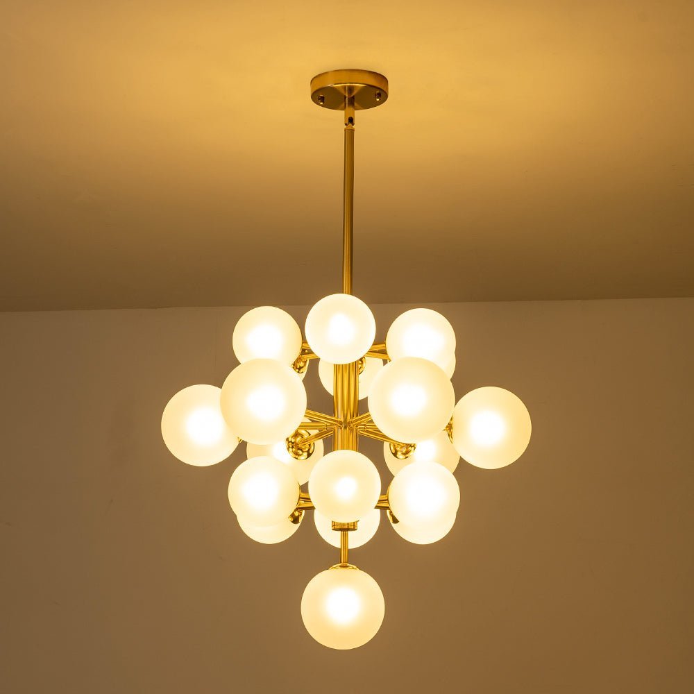 (OpenBox) Mid-Century Frosted Glass Bubble Tiered Sputnik Chandelier