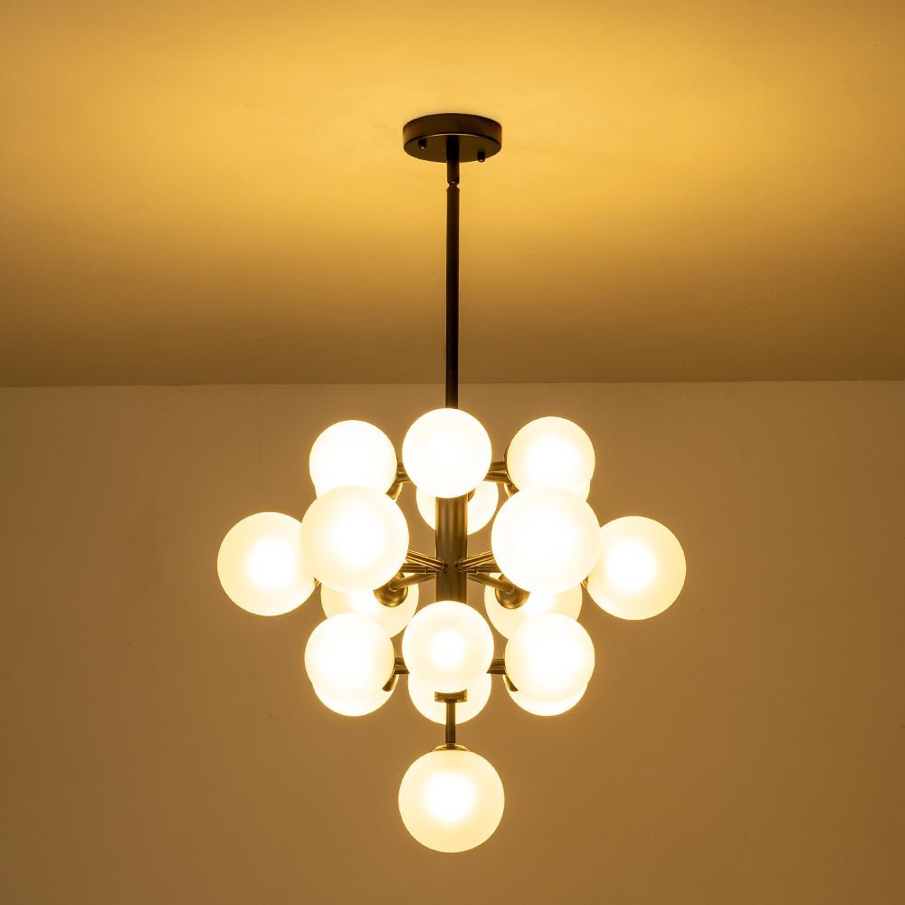 (OpenBox) Mid-Century Frosted Glass Bubble Tiered Sputnik Chandelier
