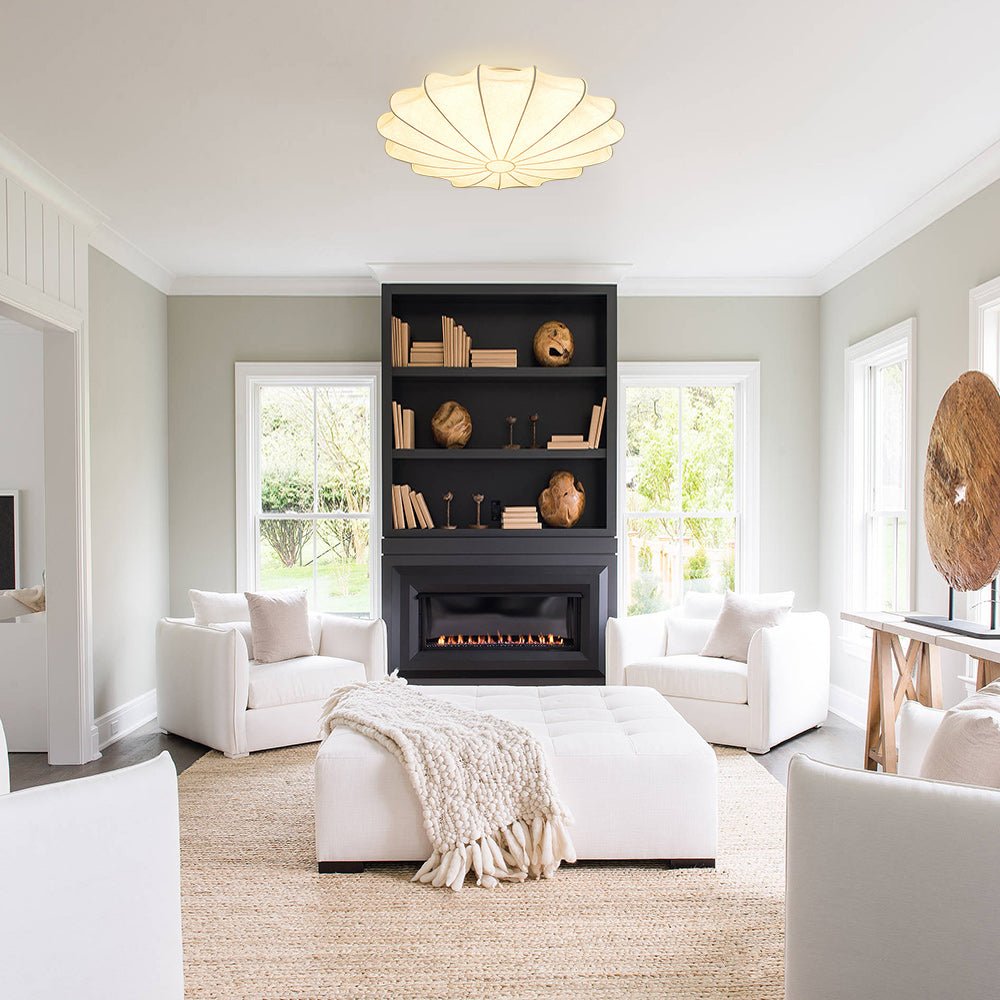 (OpenBox) Mid-Century Modern White Flush Mount Light