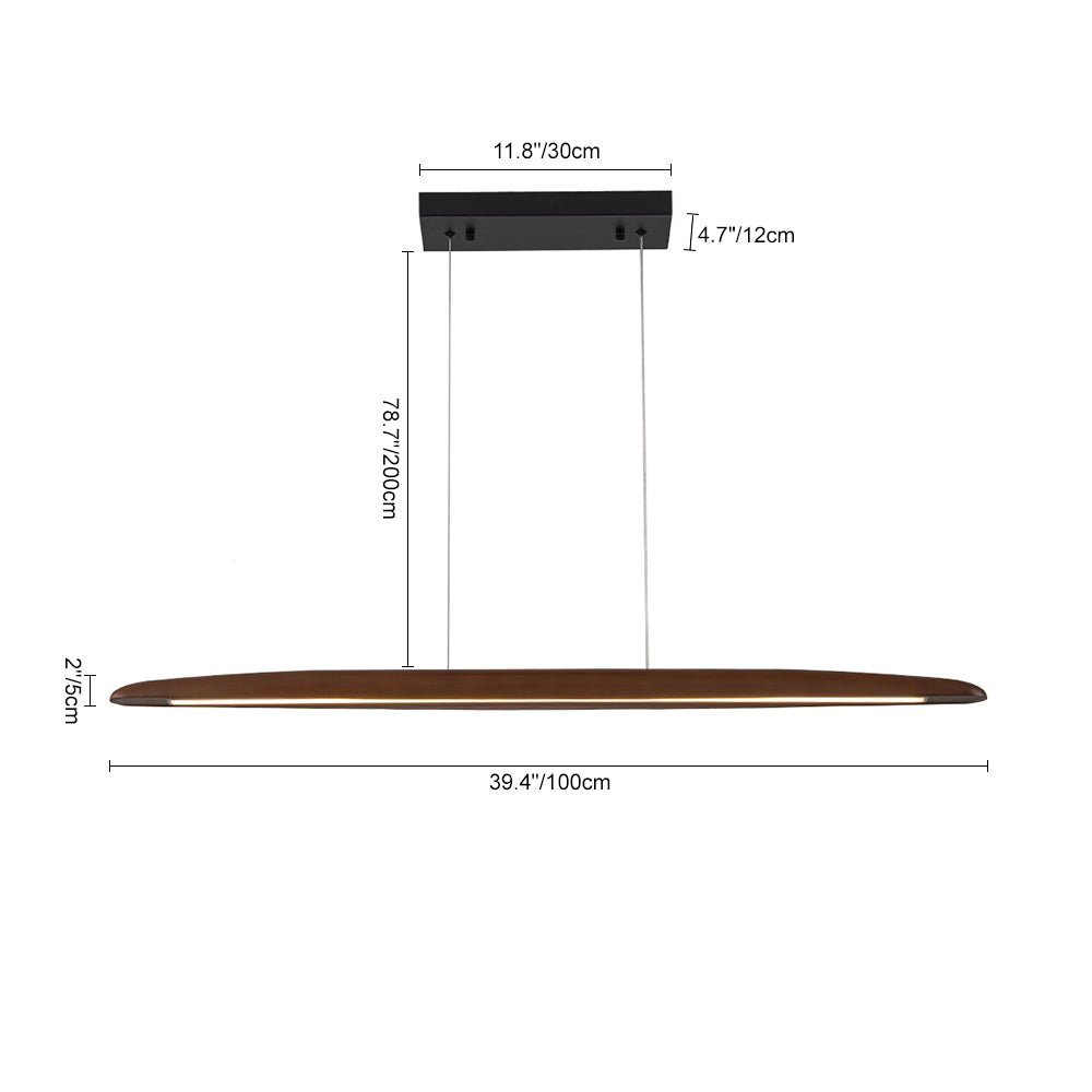 (OpenBox) Minimalist Linear Wood Dimmable LED Island Pendant