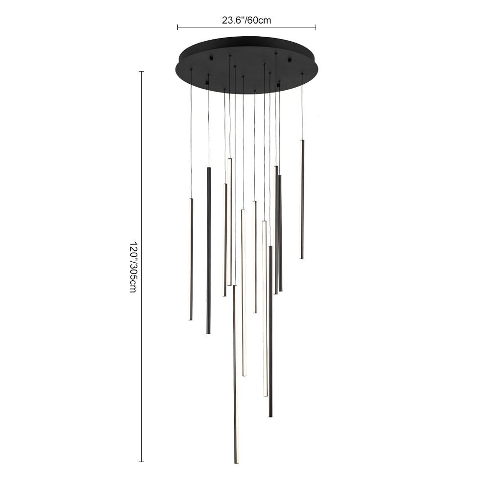 (OpenBox) Modern 12-Light Black Cluster Tube LED Pendant Light