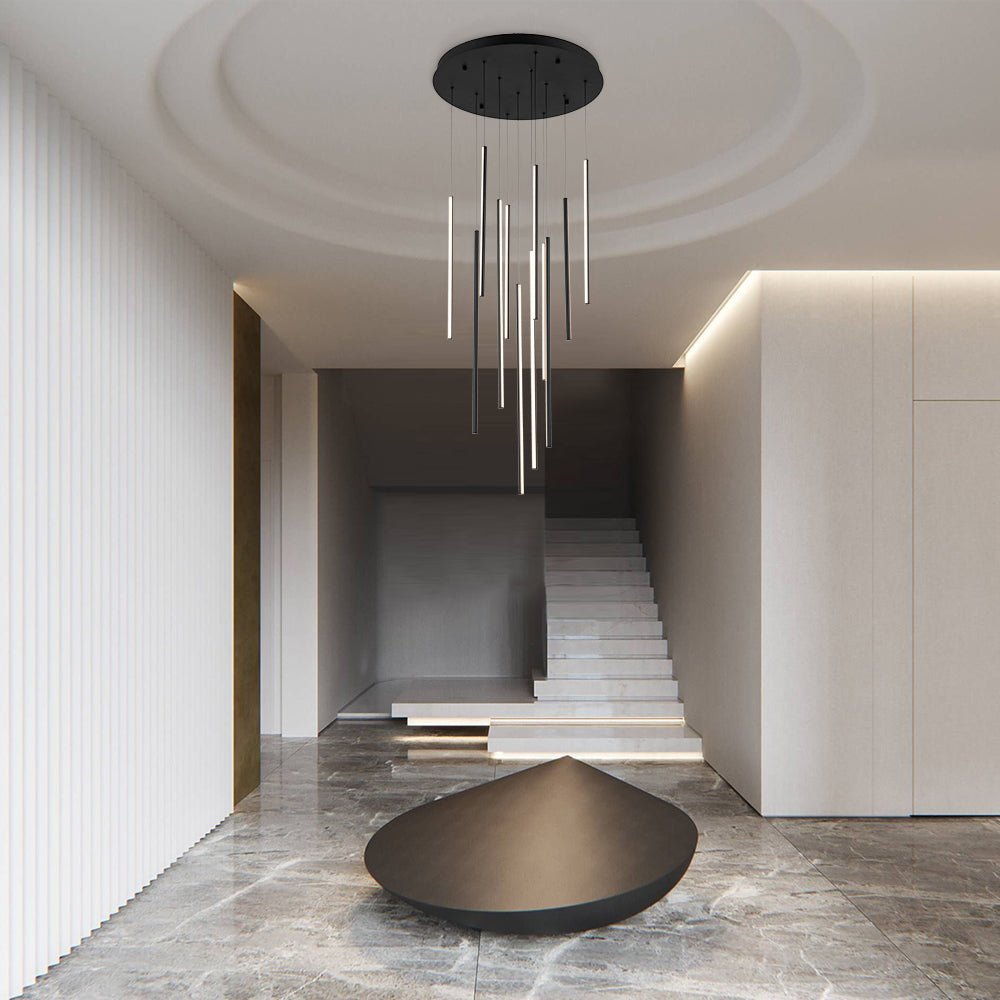 (OpenBox) Modern 12-Light Black Cluster Tube LED Pendant Light