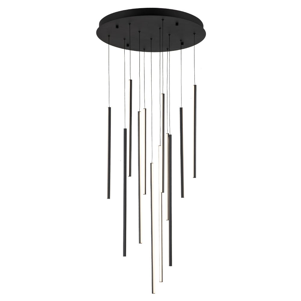 (OpenBox) Modern 12-Light Black Cluster Tube LED Pendant Light