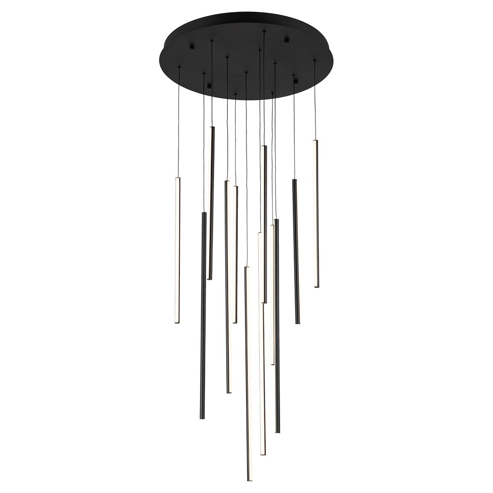 (OpenBox) Modern 12-Light Black Cluster Tube LED Pendant Light