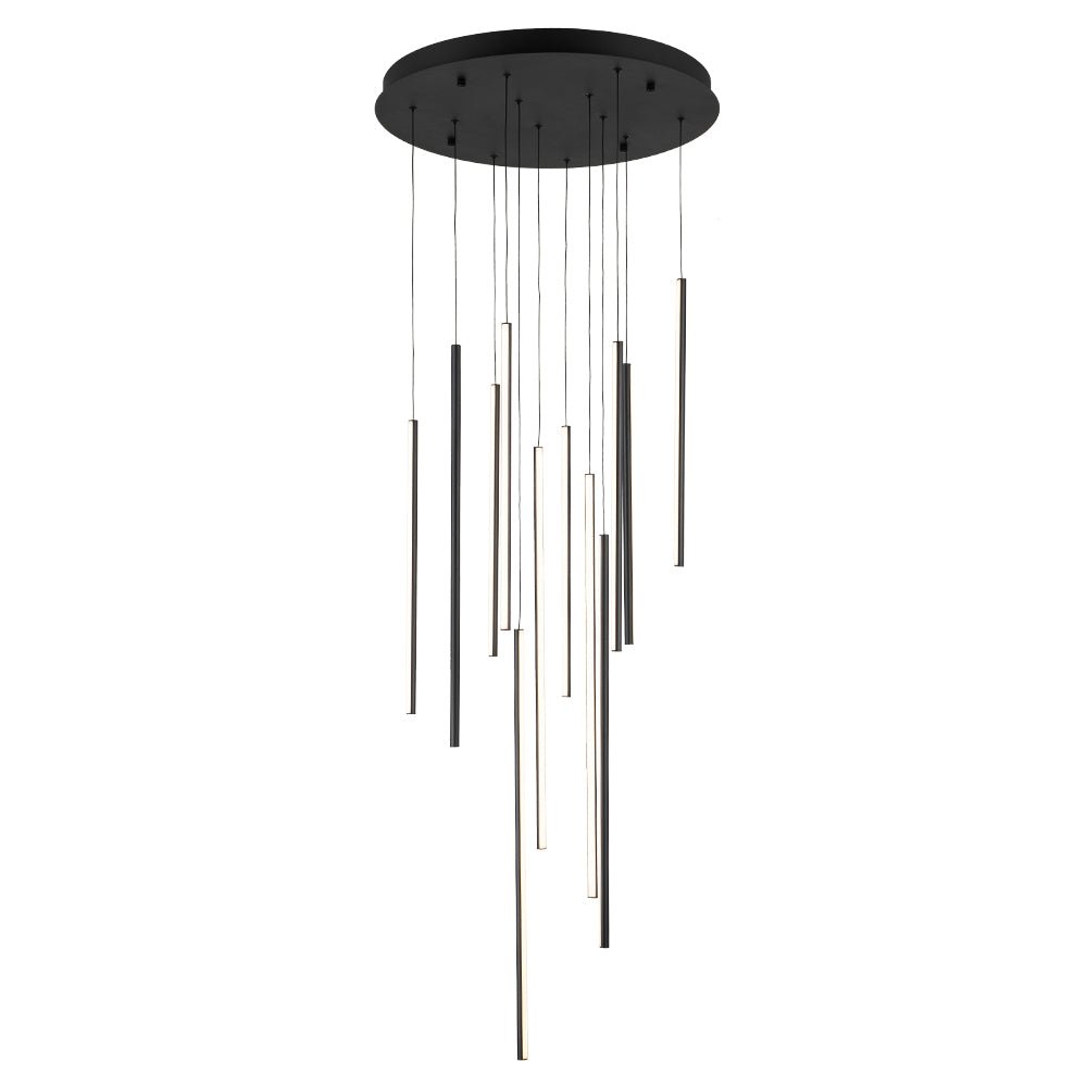 (OpenBox) Modern 12-Light Black Cluster Tube LED Pendant Light