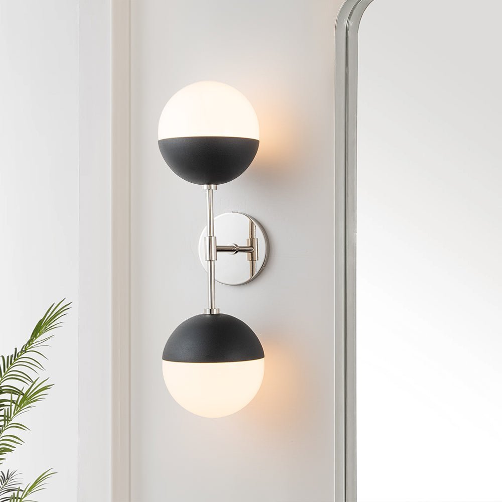 (OpenBox) Modern 2-Light Opal Glass Globe Wall Sconce