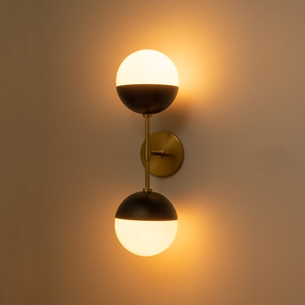 (OpenBox) Modern 2-Light Opal Glass Globe Wall Sconce