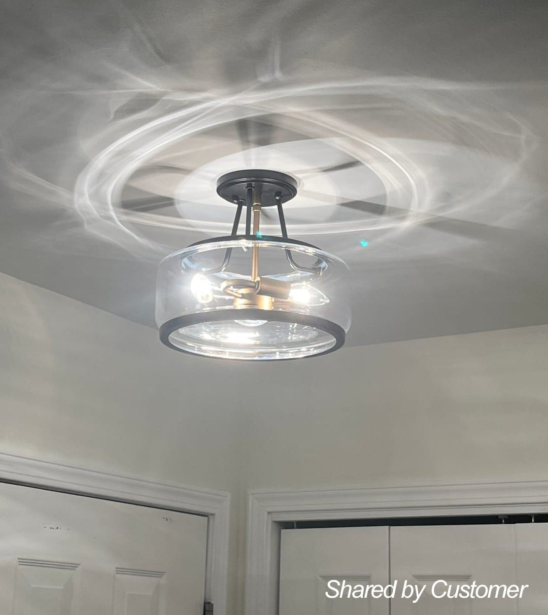 (OpenBox) Modern Farmhouse Drum Glass Semi Flush Mount