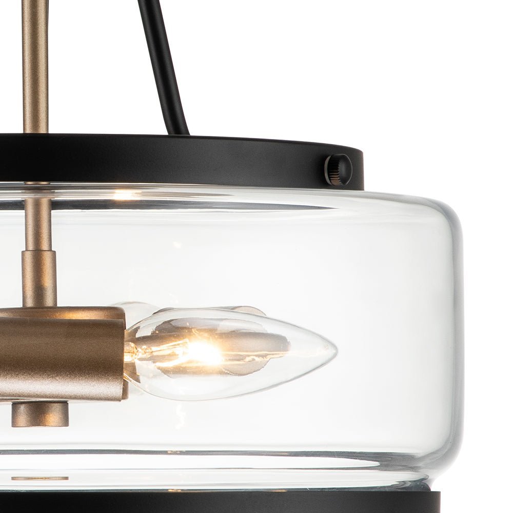 (OpenBox) Modern Farmhouse Drum Glass Semi Flush Mount