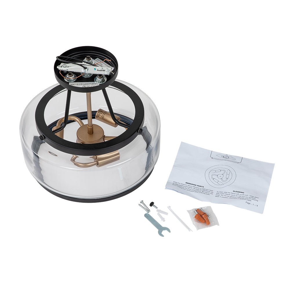 (OpenBox) Modern Farmhouse Drum Glass Semi Flush Mount