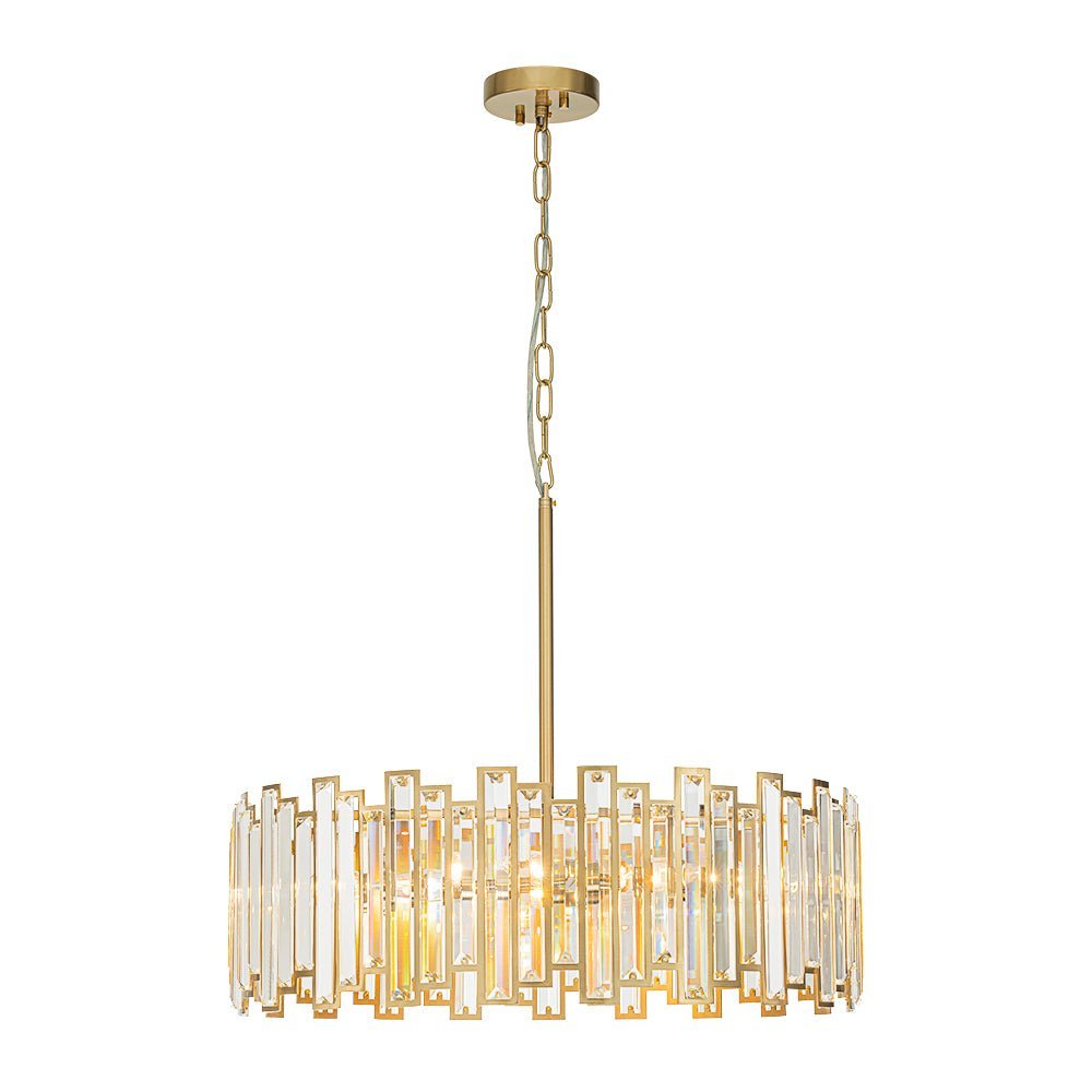 (OpenBox) Modern Glam Brass 6-Light Crystal Drum Cage Chandelier