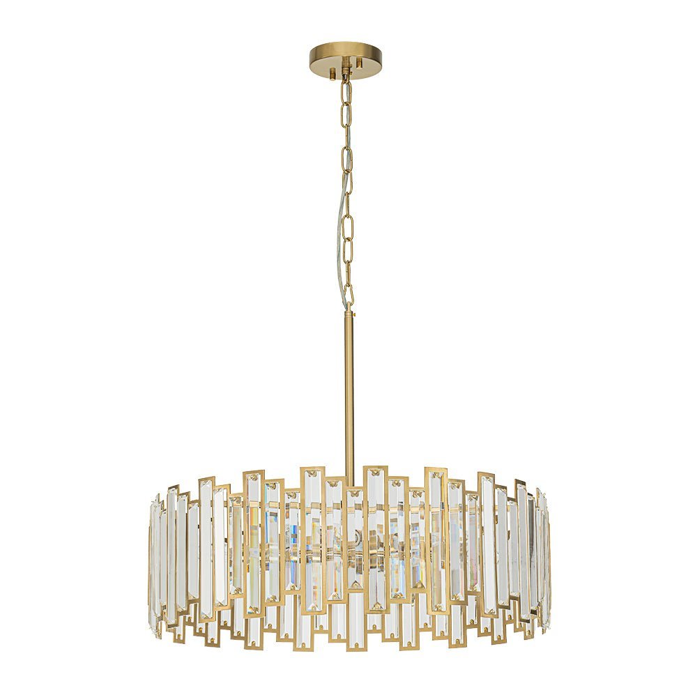 (OpenBox) Modern Glam Brass 6-Light Crystal Drum Cage Chandelier