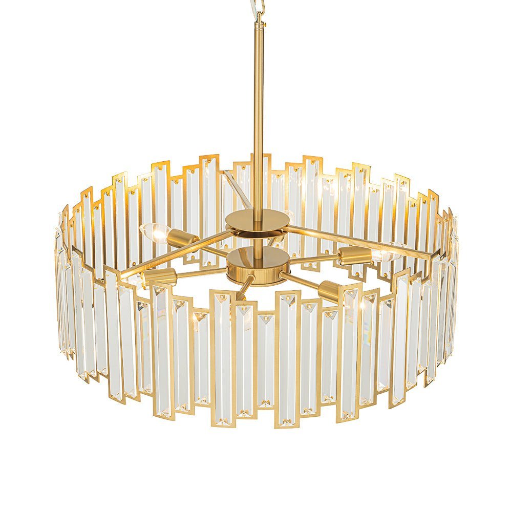 (OpenBox) Modern Glam Brass 6-Light Crystal Drum Cage Chandelier
