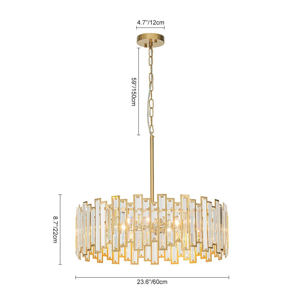 (OpenBox) Modern Glam Brass 6-Light Crystal Drum Cage Chandelier