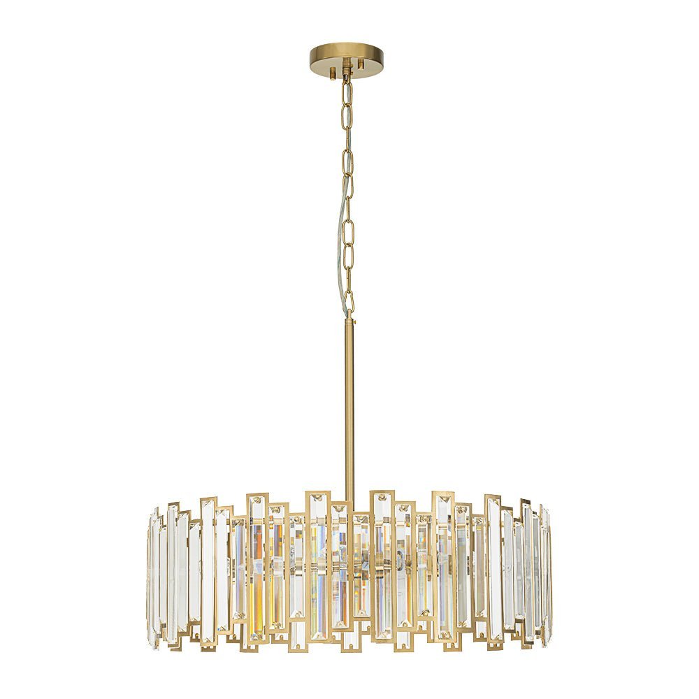(OpenBox) Modern Glam Brass 6-Light Crystal Drum Cage Chandelier