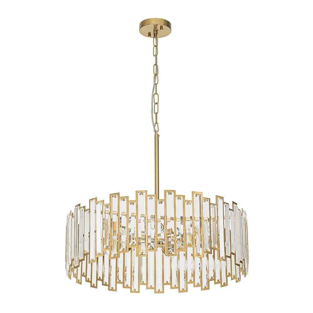 (OpenBox) Modern Glam Brass 6-Light Crystal Drum Cage Chandelier
