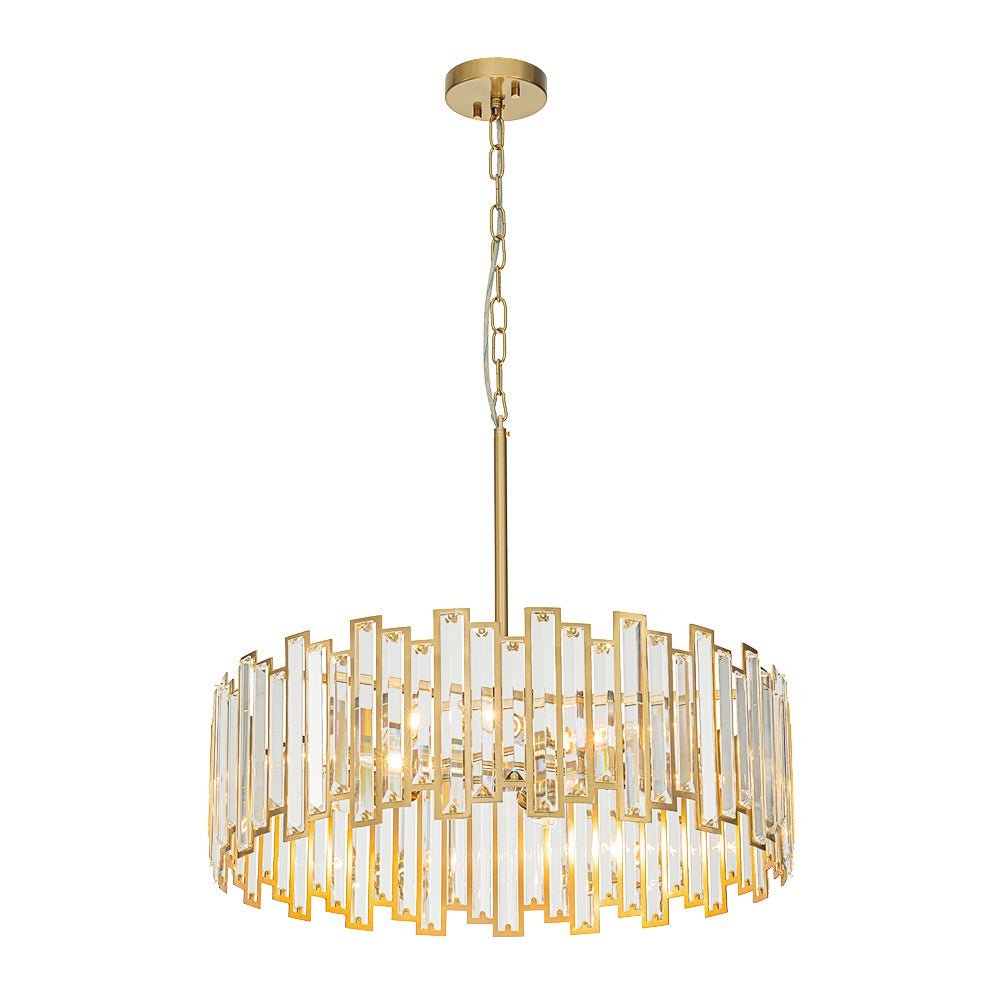 (OpenBox) Modern Glam Brass 6-Light Crystal Drum Cage Chandelier