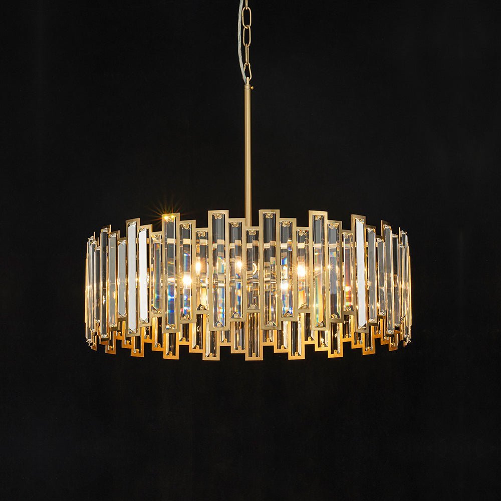 (OpenBox) Modern Glam Brass 6-Light Crystal Drum Cage Chandelier