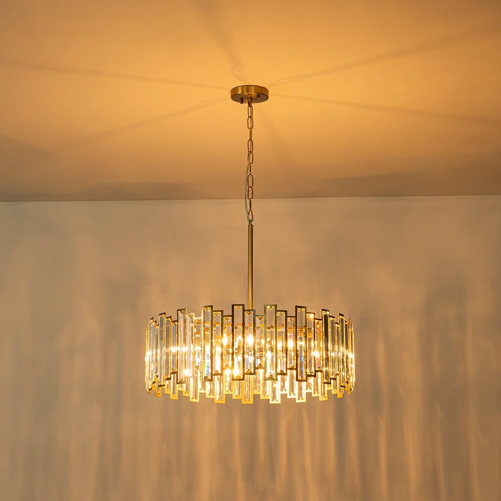 (OpenBox) Modern Glam Brass 6-Light Crystal Drum Cage Chandelier