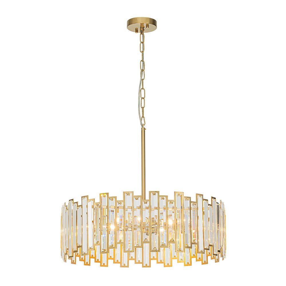 (OpenBox) Modern Glam Brass 6-Light Crystal Drum Cage Chandelier