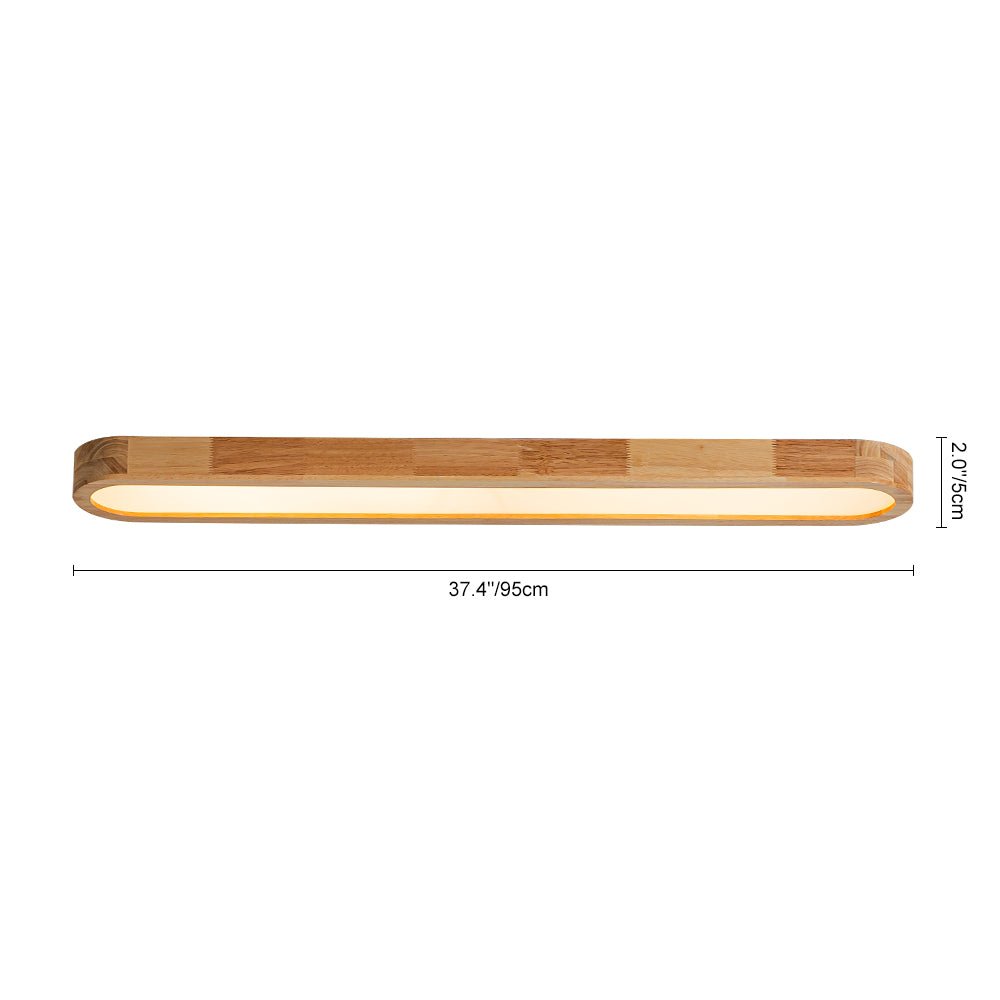 (OpenBox) Natural Wood Long Oval Dimmable LED Flush Mount