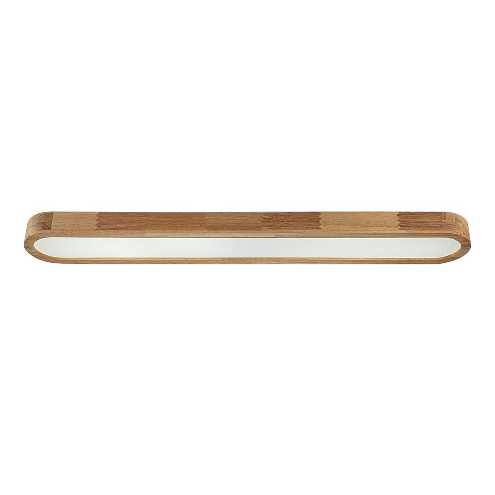 (OpenBox) Natural Wood Long Oval Dimmable LED Flush Mount