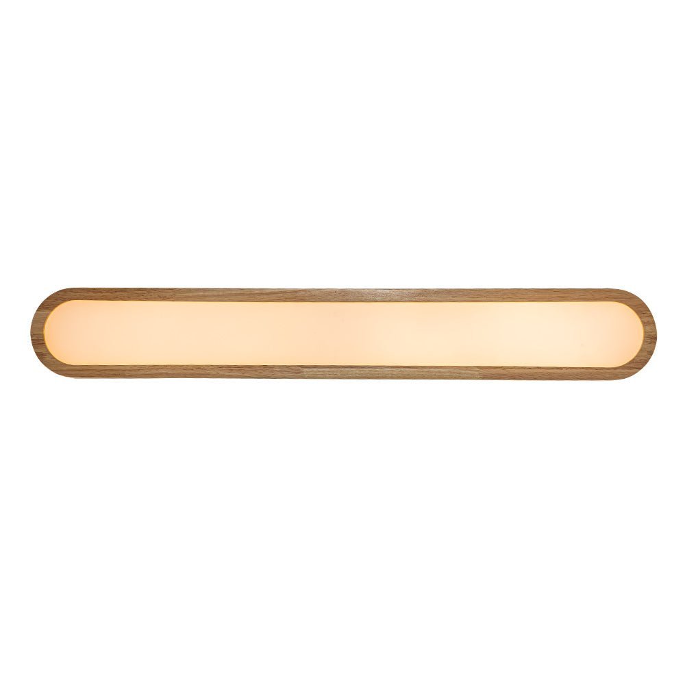 (OpenBox) Natural Wood Long Oval Dimmable LED Flush Mount