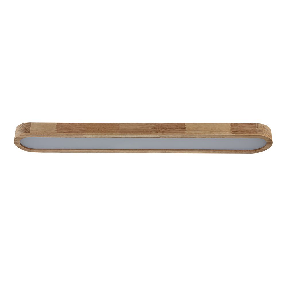 (OpenBox) Natural Wood Long Oval Dimmable LED Flush Mount