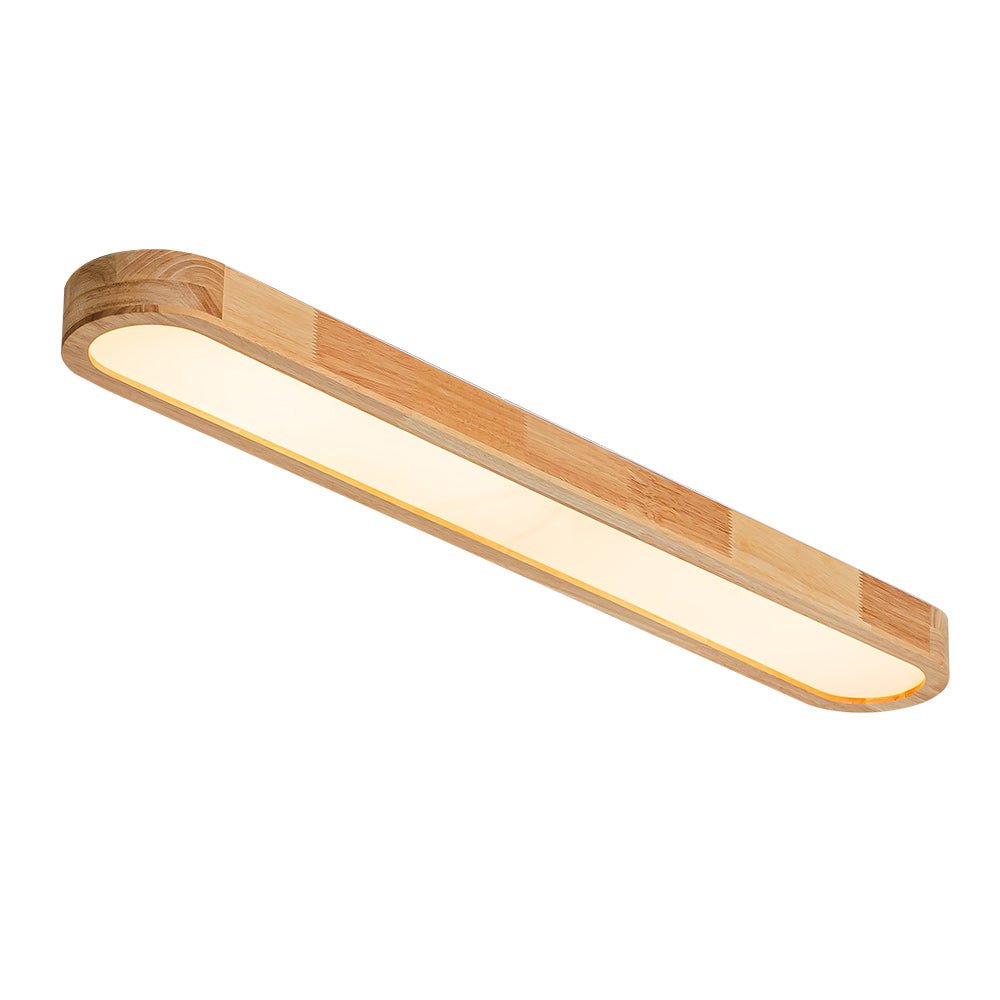 (OpenBox) Natural Wood Long Oval Dimmable LED Flush Mount