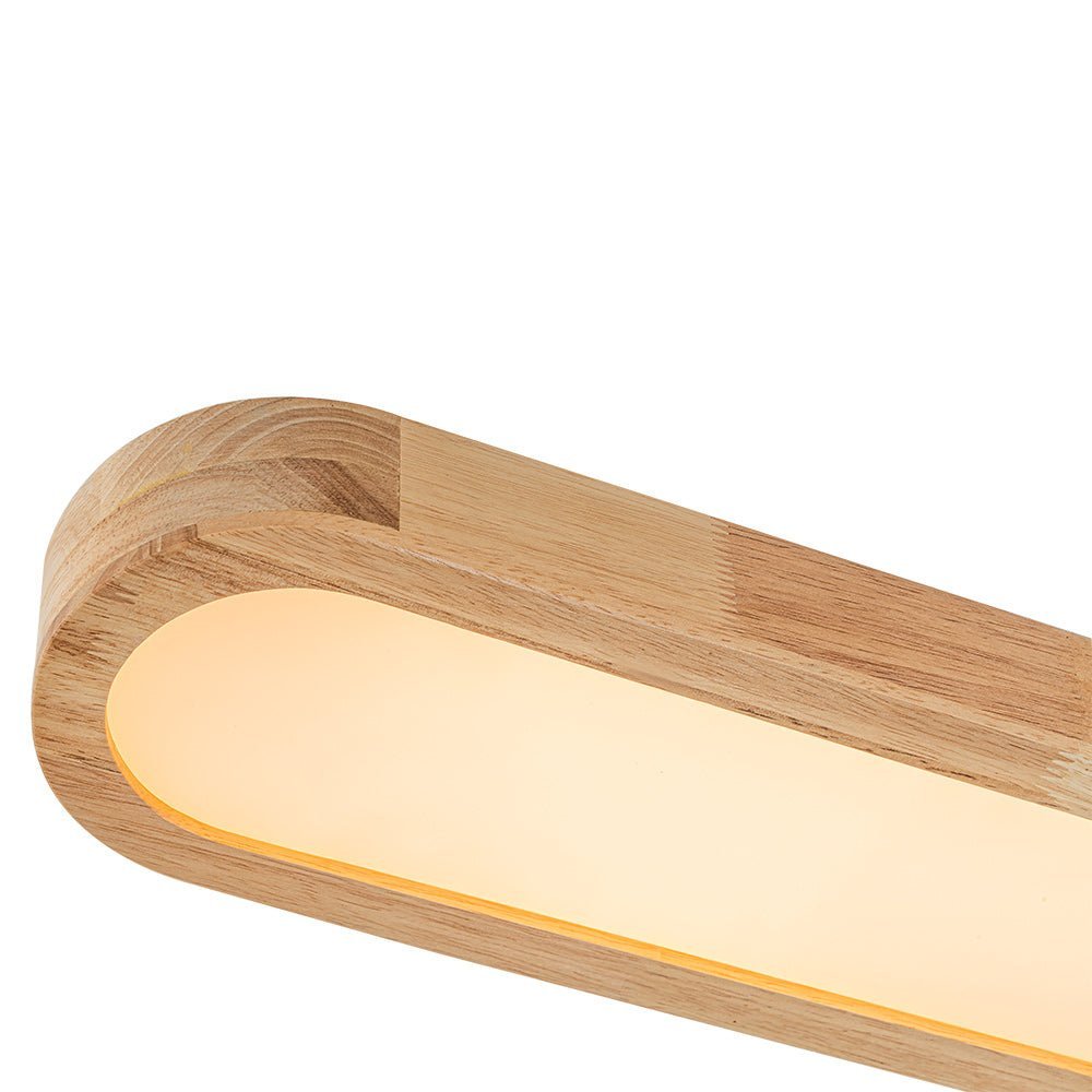 (OpenBox) Natural Wood Long Oval Dimmable LED Flush Mount