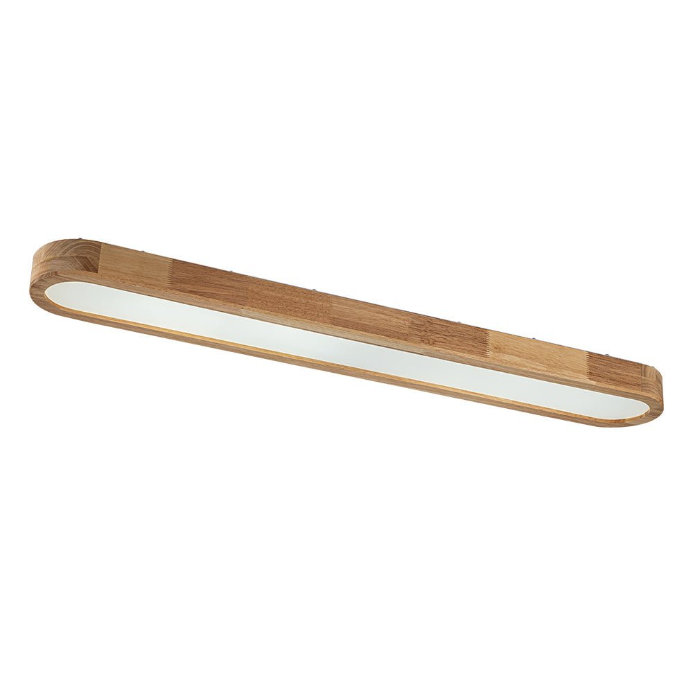 (OpenBox) Natural Wood Long Oval Dimmable LED Flush Mount