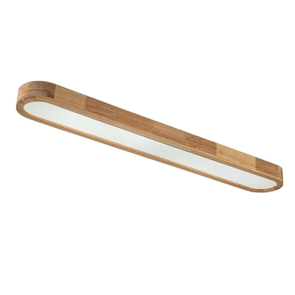 (OpenBox) Natural Wood Long Oval Dimmable LED Flush Mount
