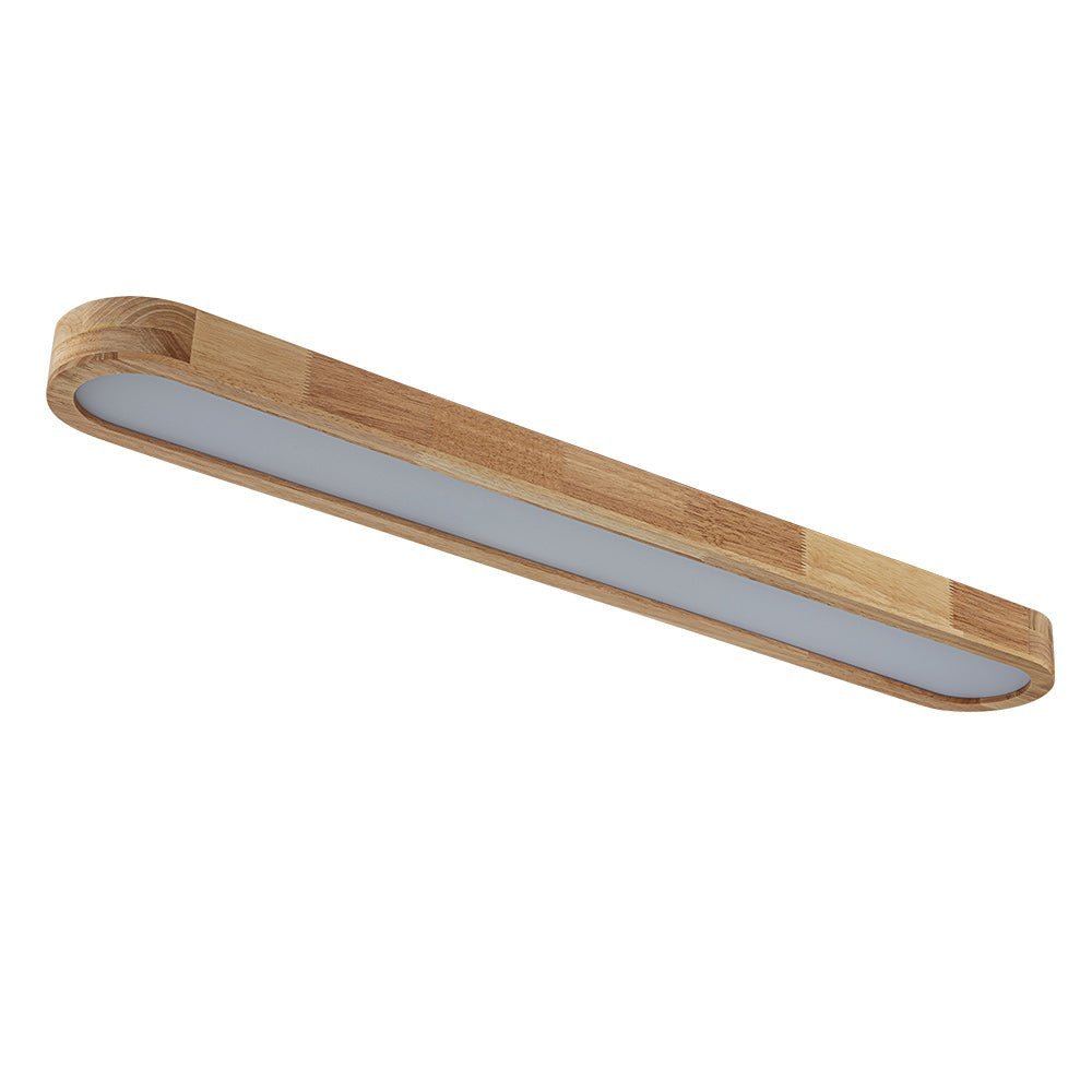 (OpenBox) Natural Wood Long Oval Dimmable LED Flush Mount