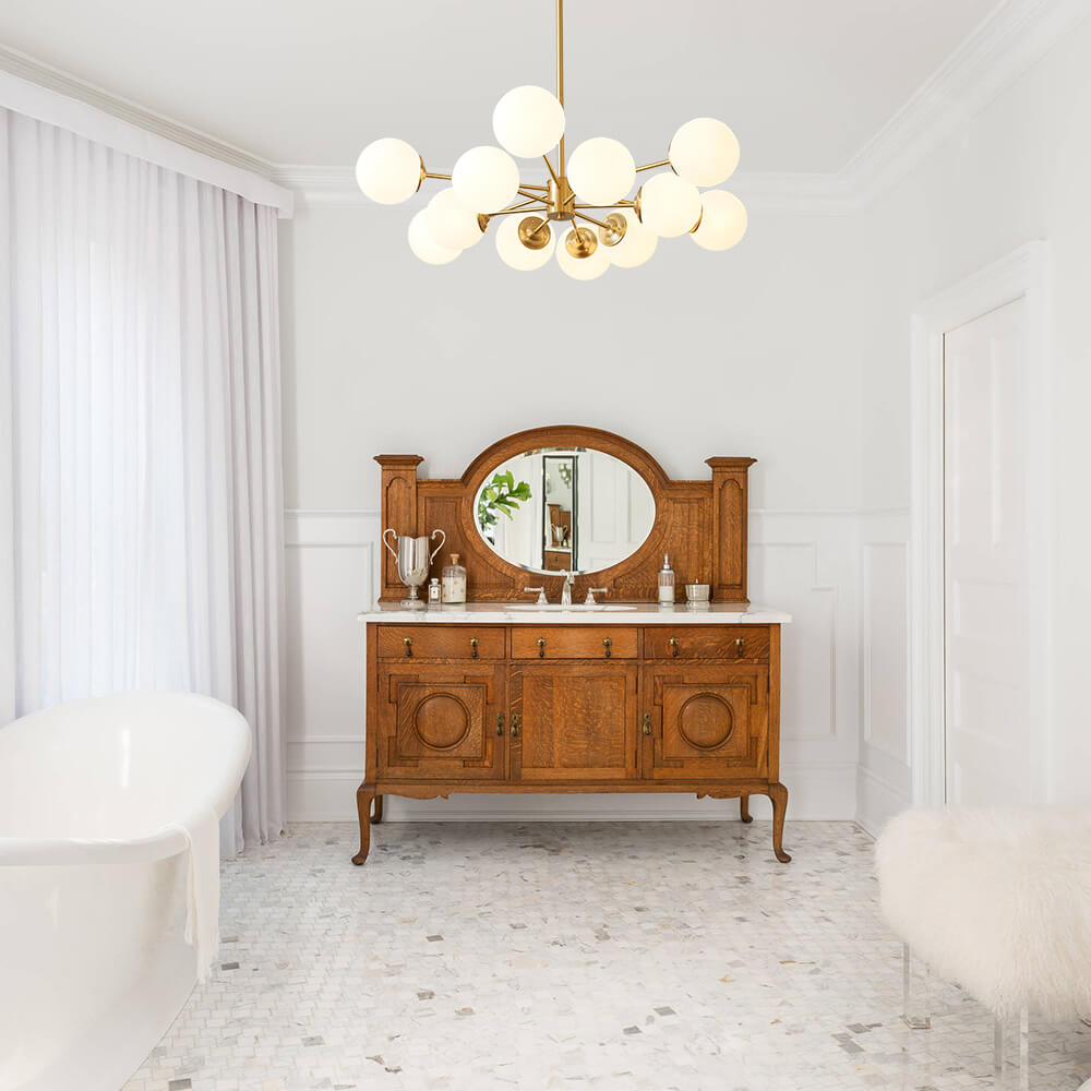 (OpenBox) Opal Glass Globe Sputnik Chandelier