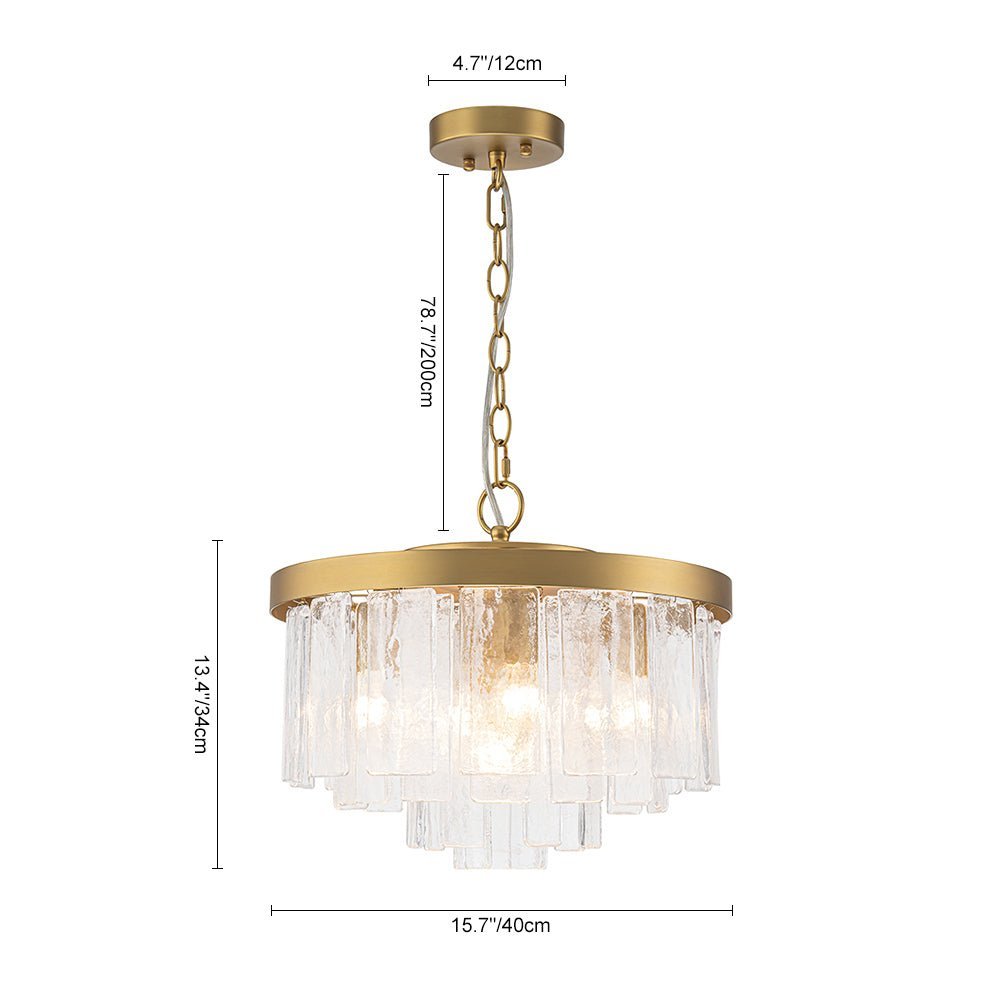 (OpenBox) Tiered Hammered Water Glass Round Semi Flush Mount