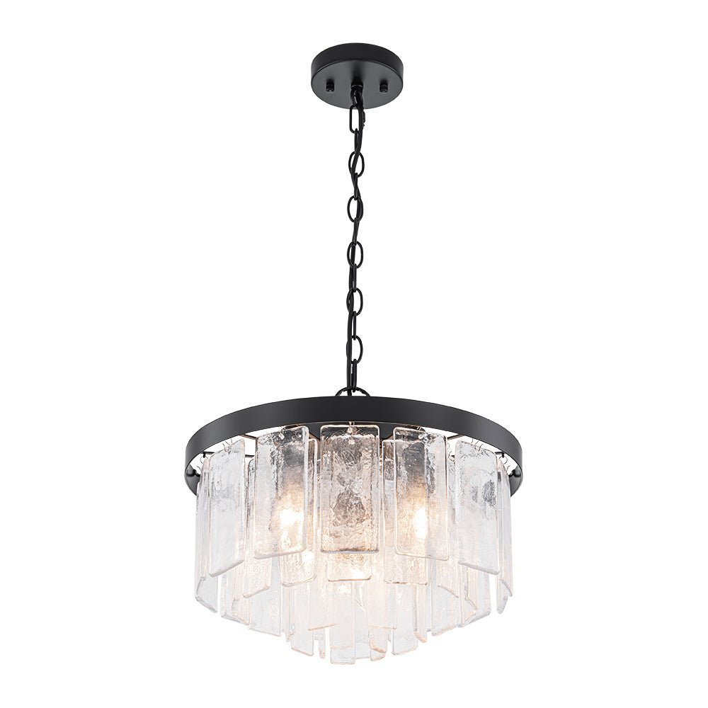 (OpenBox) Tiered Hammered Water Glass Round Semi Flush Mount