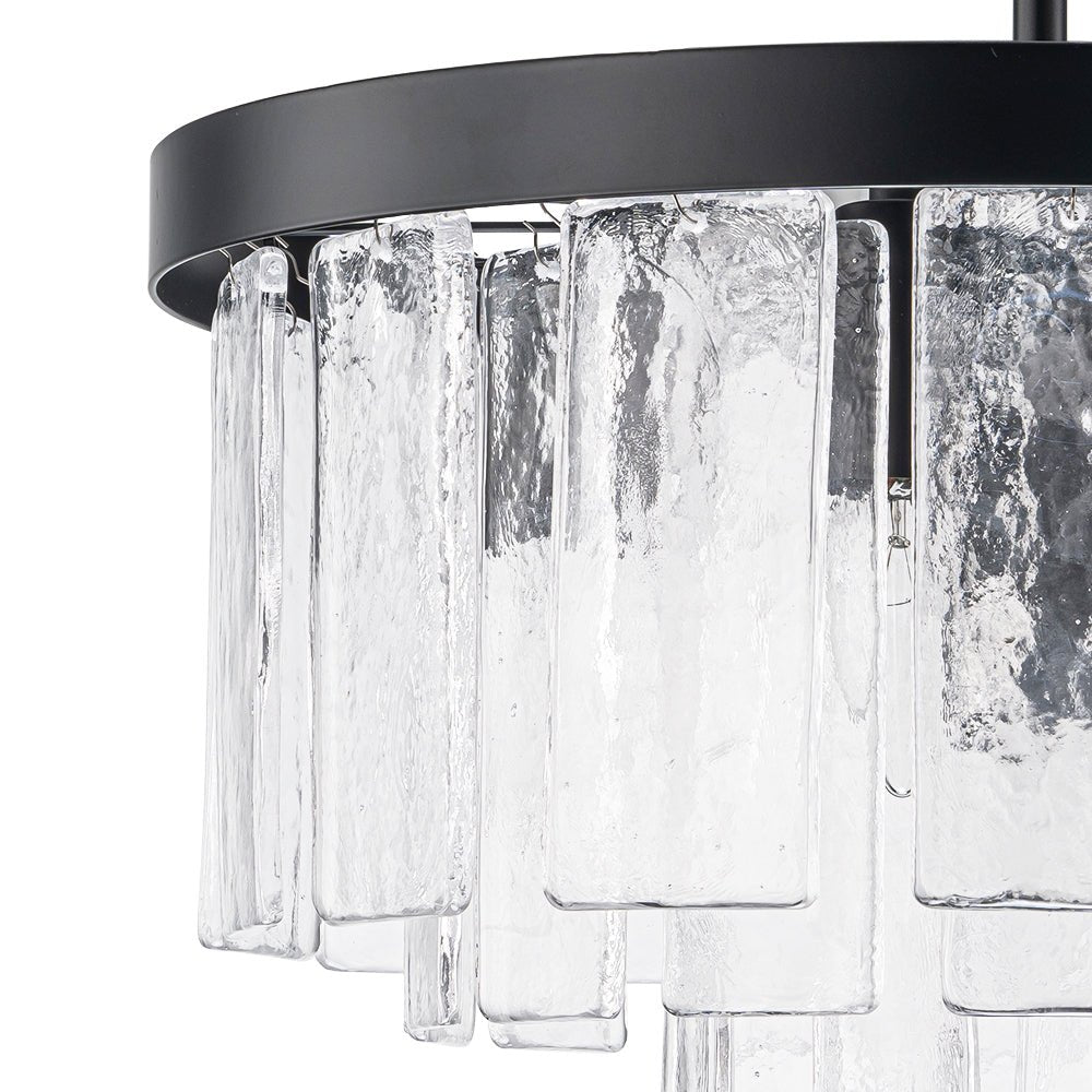 (OpenBox) Tiered Hammered Water Glass Round Semi Flush Mount