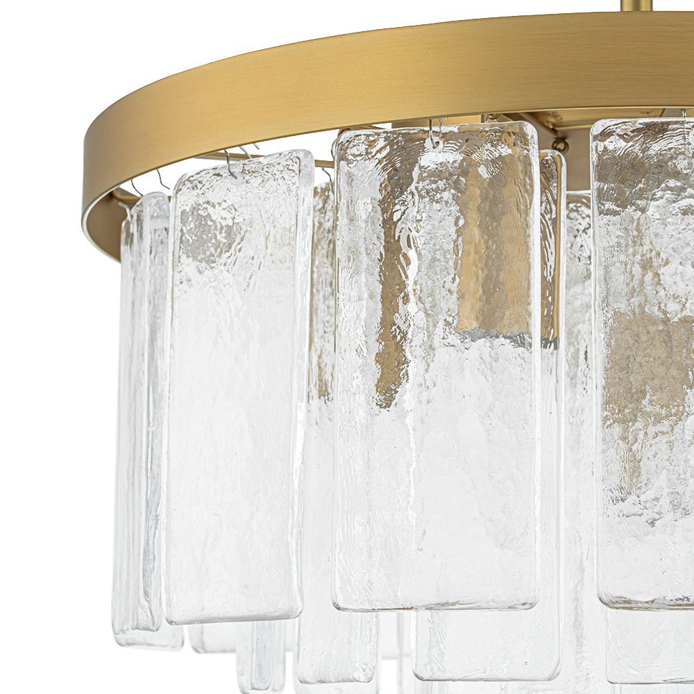 (OpenBox) Tiered Hammered Water Glass Round Semi Flush Mount