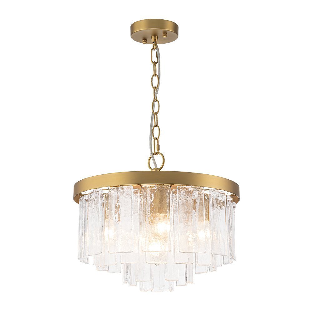 (OpenBox) Tiered Hammered Water Glass Round Semi Flush Mount