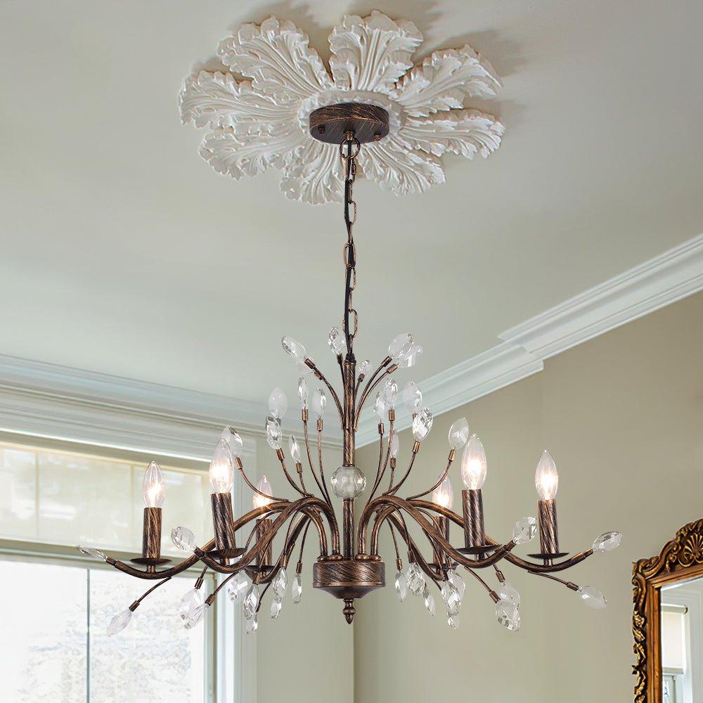 (OpenBox) Vintage Antique Crystal Floral Chandelier