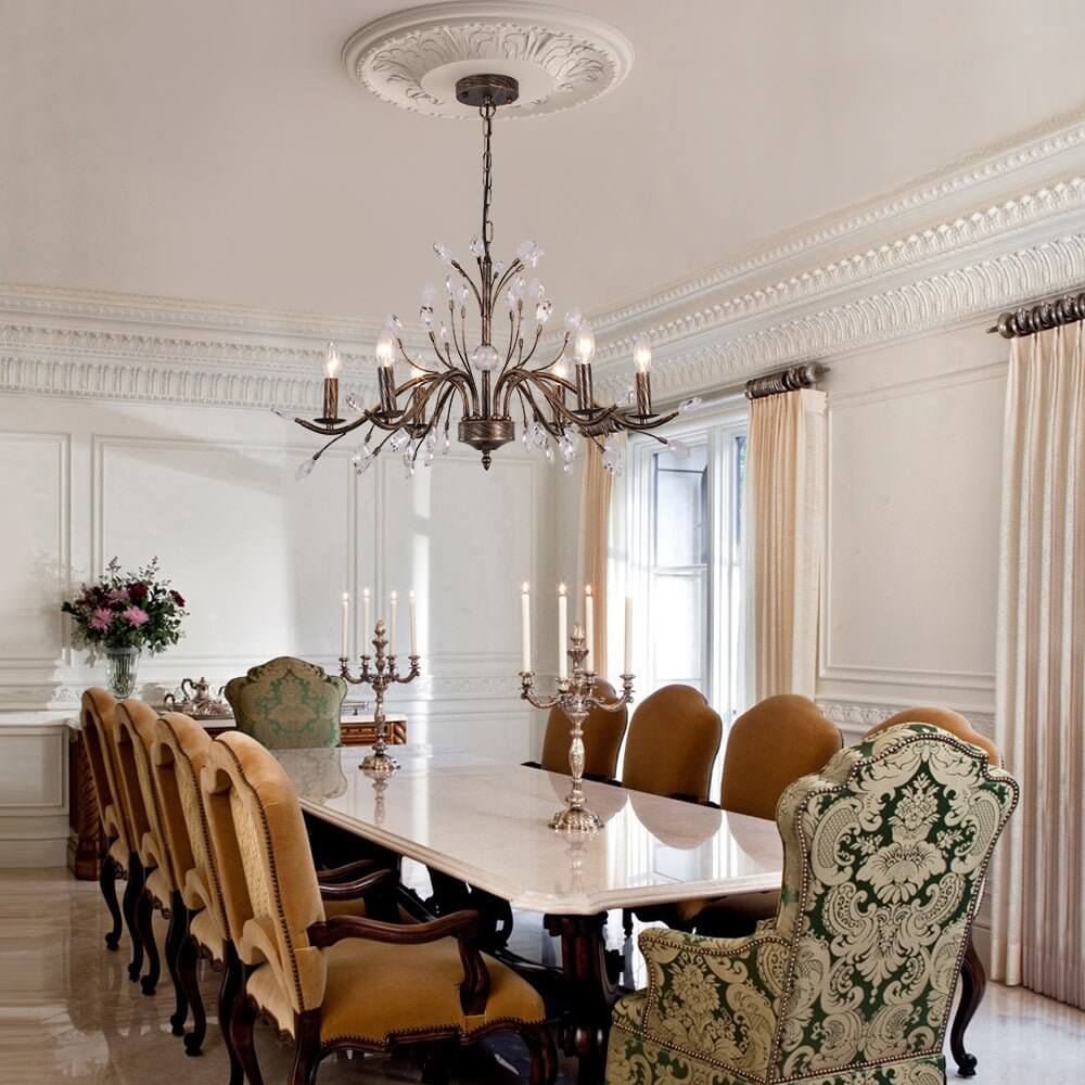 (OpenBox) Vintage Antique Crystal Floral Chandelier