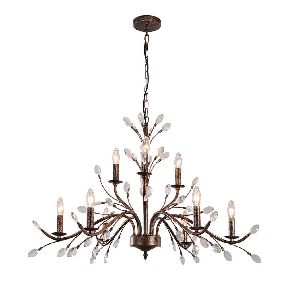 (OpenBox) Vintage Antique Crystal Floral Chandelier