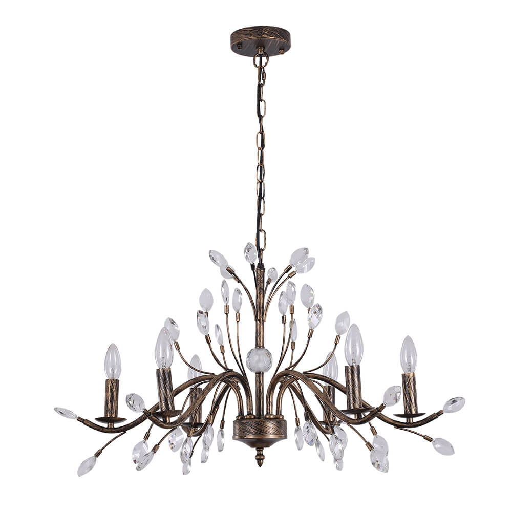 (OpenBox) Vintage Antique Crystal Floral Chandelier