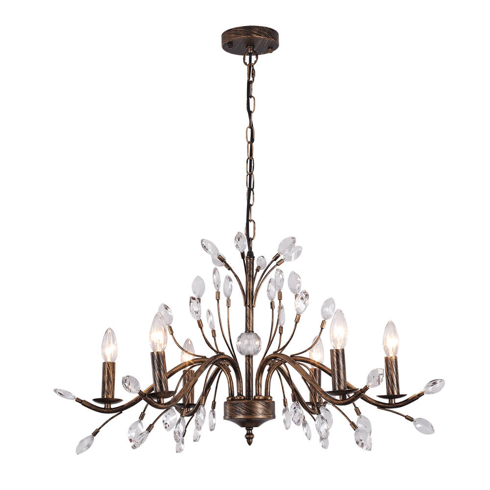 (OpenBox) Vintage Antique Crystal Floral Chandelier