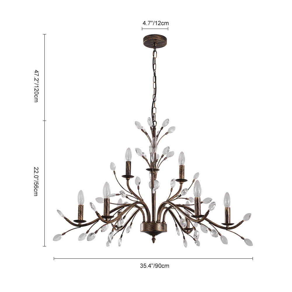 (OpenBox) Vintage Antique Crystal Floral Chandelier